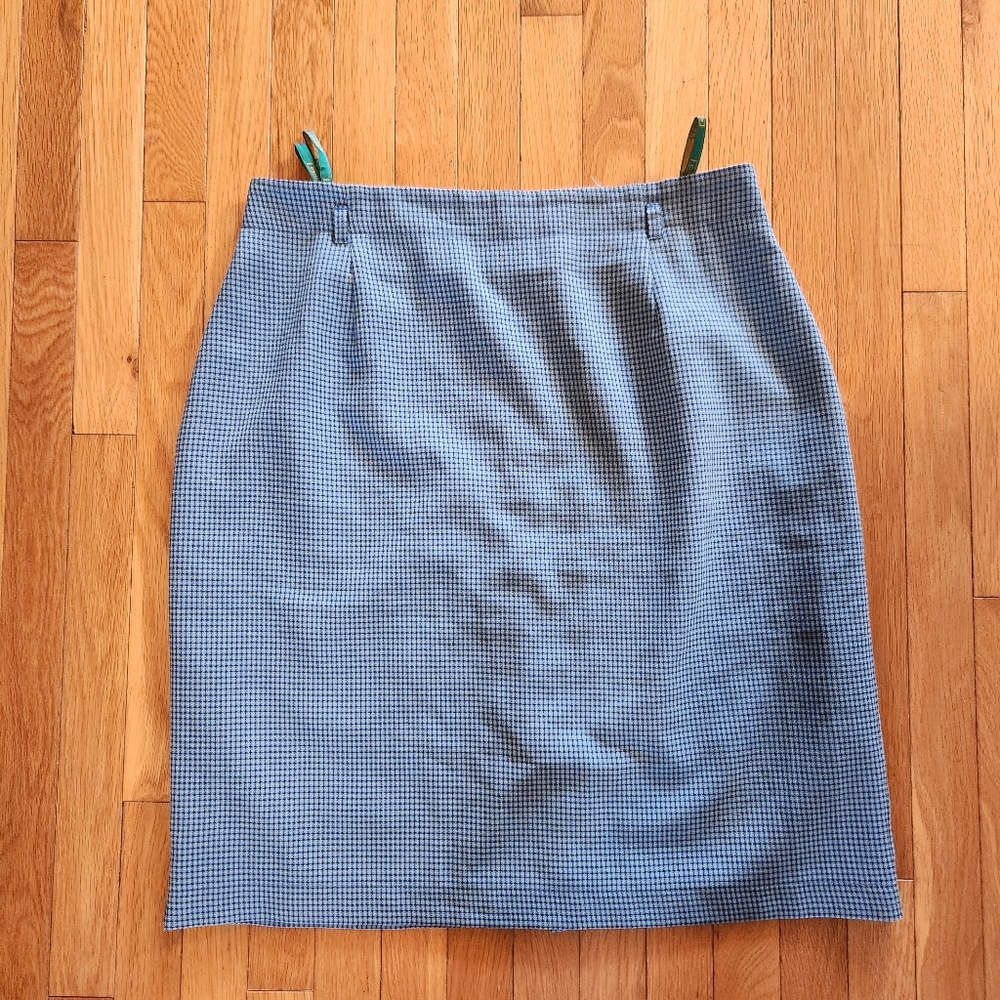 Canda C&A blue yellow check plaid high rise knee length skirt 16